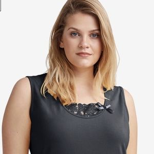 Ellos Lace Trim Tank Tops In Black & White